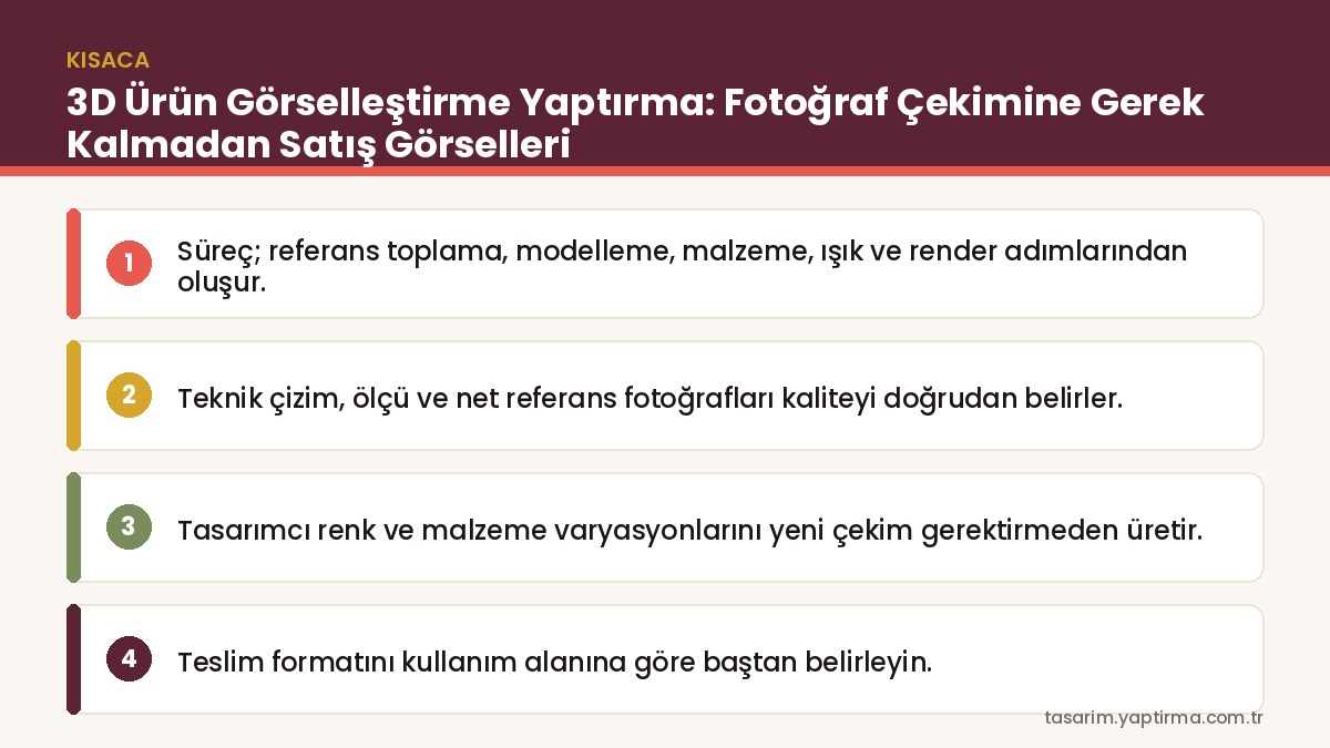 3D ürün görselleştirme yaptırma süreci – model, malzeme, ışık ve render adımları
