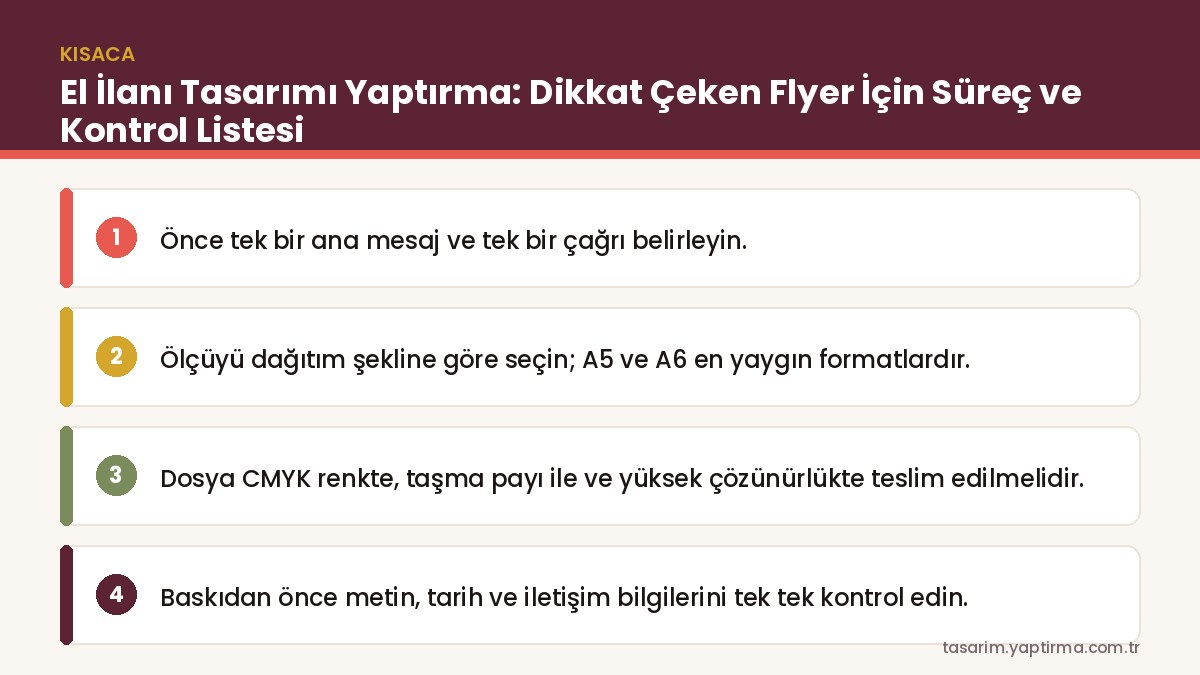 El ilanı tasarımı yaptırma süreci – brif, ölçü, tasarım ve baskı kontrolü adımları