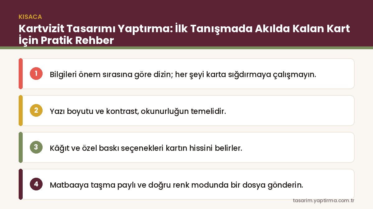 Kartvizit tasarımı yaptırma – ön ve arka yüz düzeni, kâğıt ve baskı seçenekleri