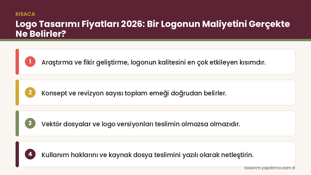 Logo tasarımı fiyatları – araştırma, eskiz, konsept ve vektör teslim adımları