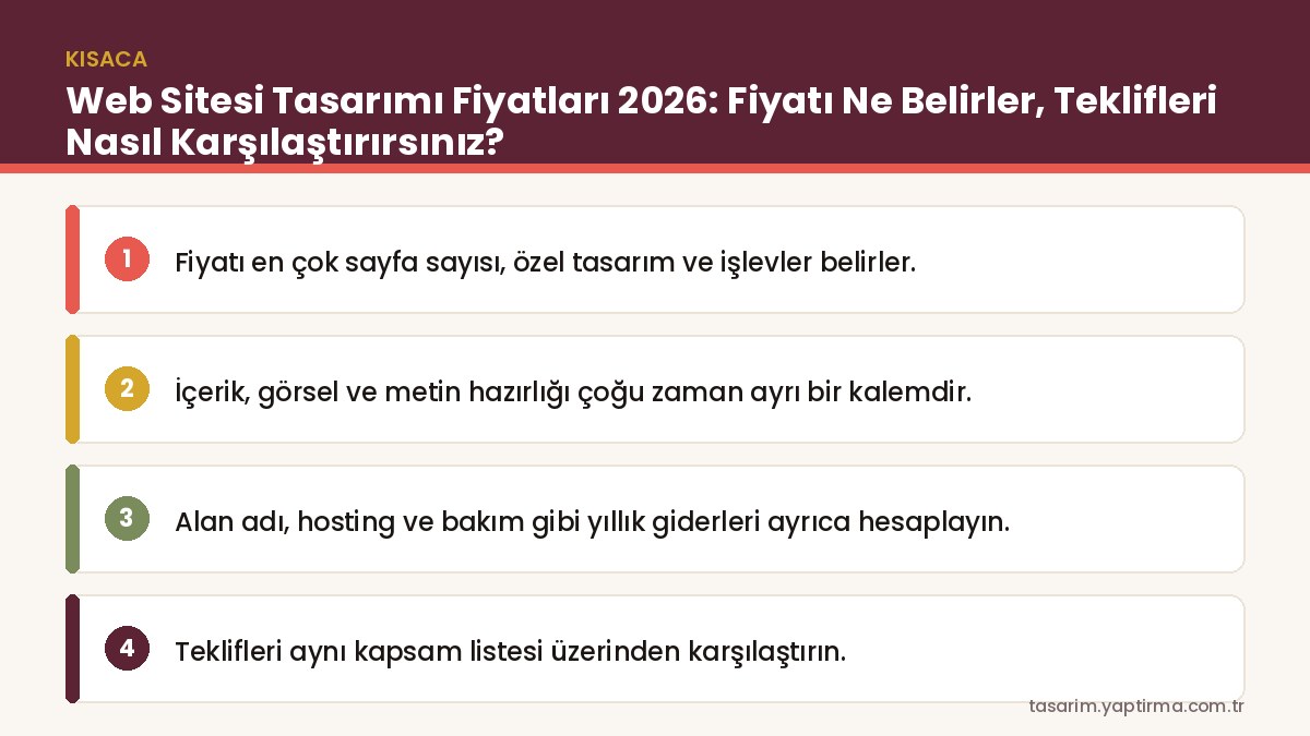 Web sitesi tasarımı fiyatları – fiyatı belirleyen etkenler ve teklif karşılaştırması